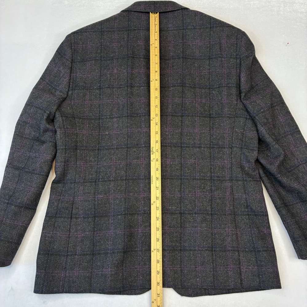 Jos. A. Bank Blazer Jacket Men 44R Grey Purple‎ Windowpane 1905 Sport Coat Moon - Picture 11 of 12